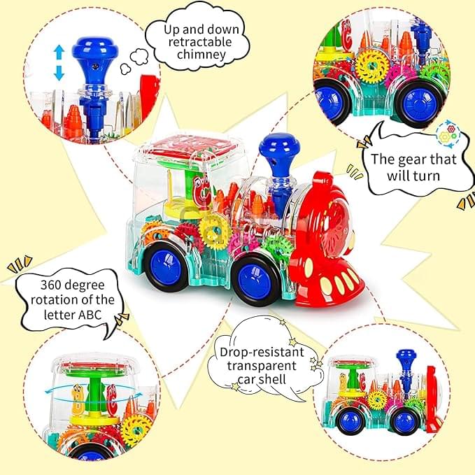 SaleOn Big Size Electric Gear Train Toys with Cool Light & Sound Effect Automatic 360 Degree Rotating - Image 3